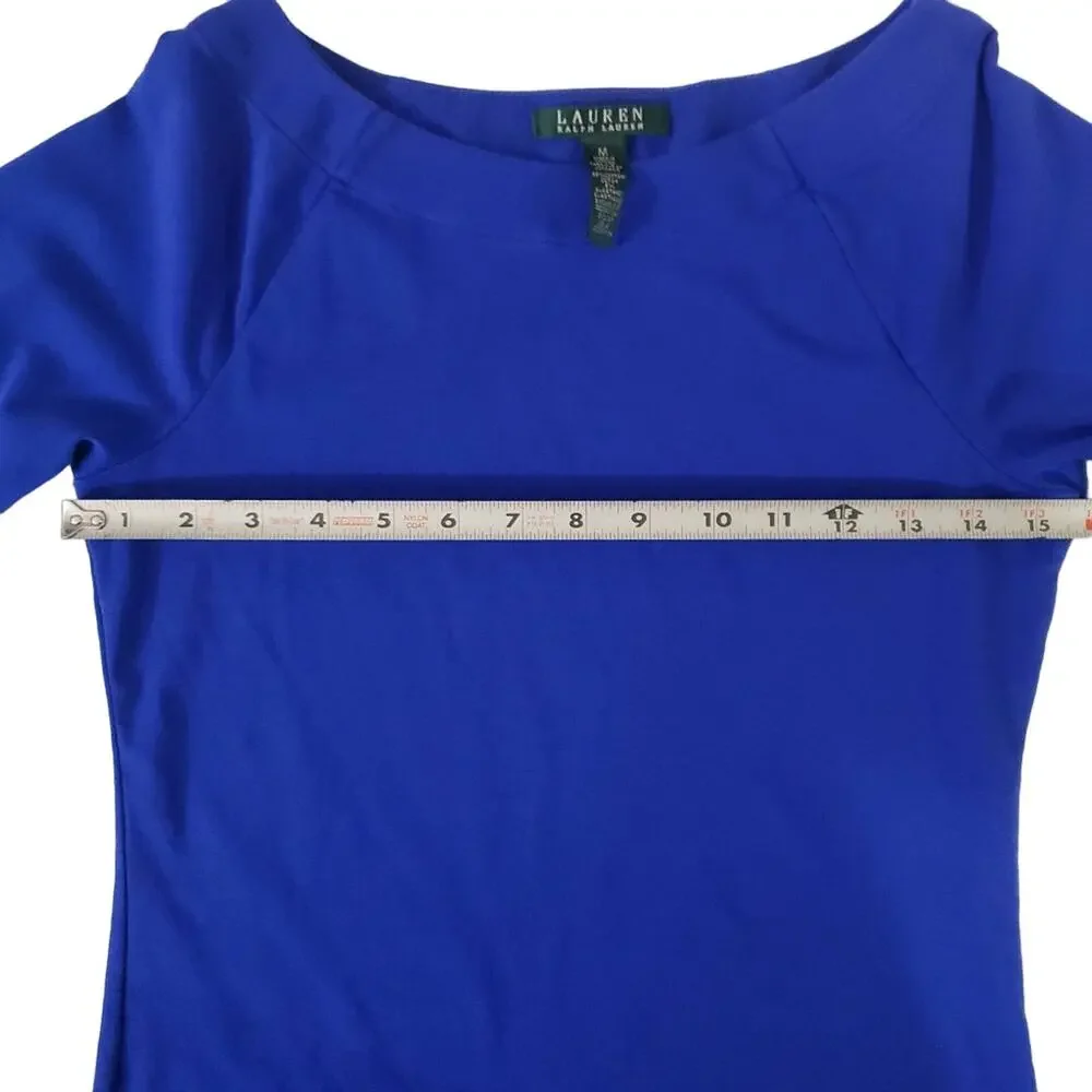 RALPH LAUREN LONG SLEEVE SWEATER/SHIRT, Sz M, BLUE, COTTON/ELASTANE